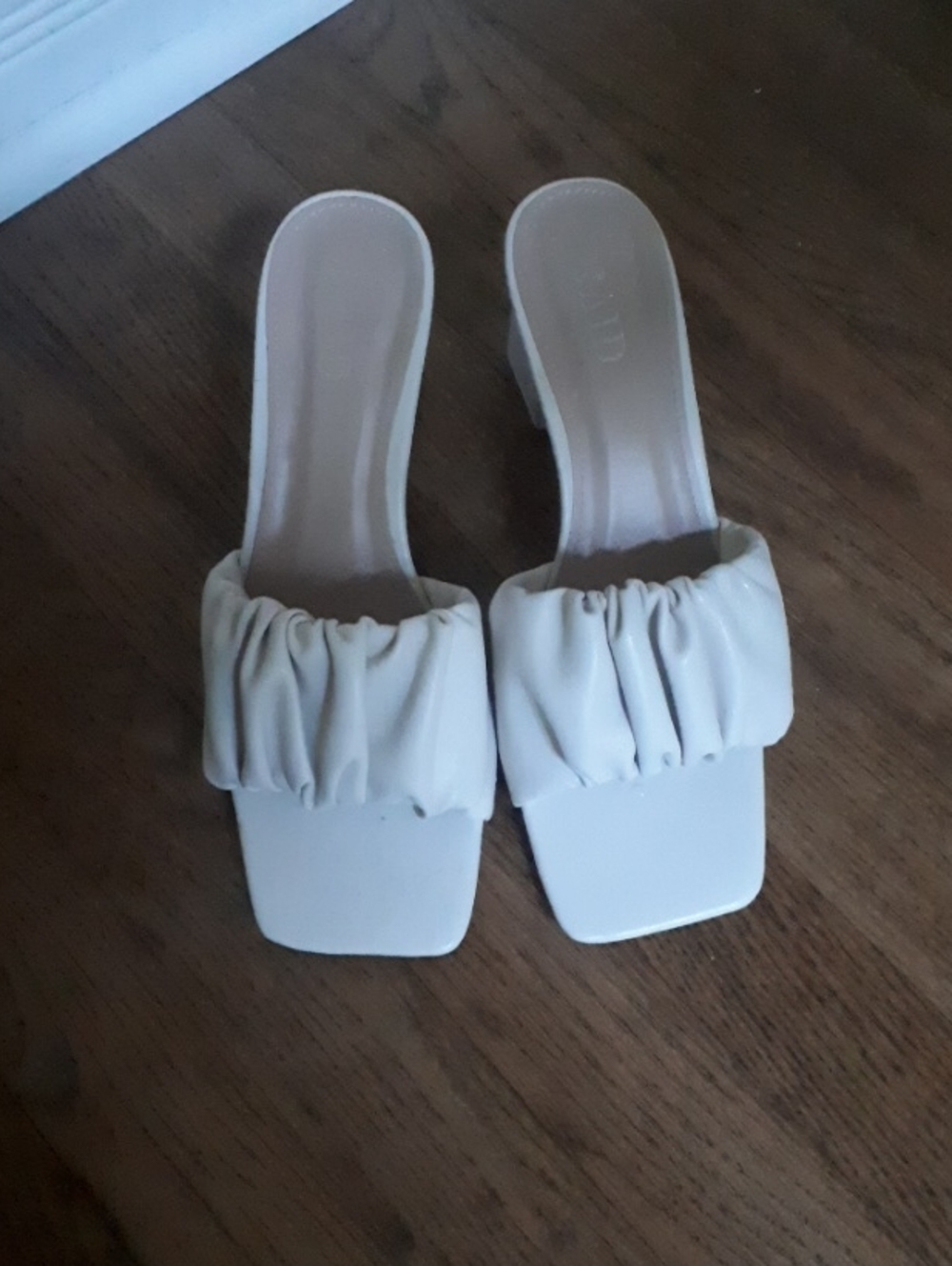 Ruched Cream Slide Mules